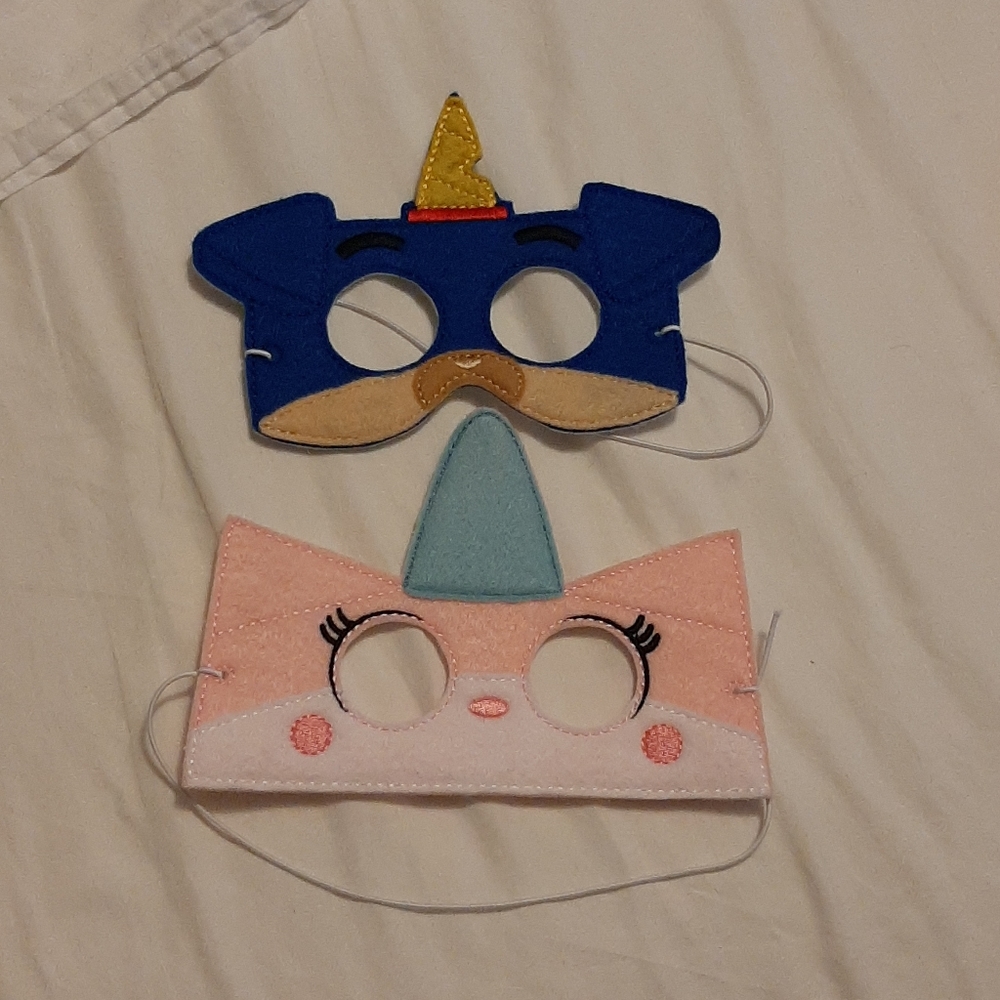 Unikitty and Puppycorn masquerade masks